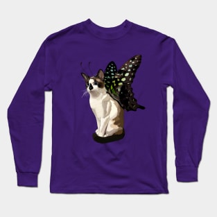 Seal Point Snowshoe Siamese Tailed Jay Flitter Kitty Long Sleeve T-Shirt